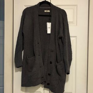 UGG Women's Charcoal Gray Button Front Cozy Cardigan
